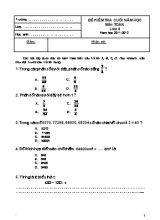 Đề kiêm tra cuối năm học môn Toan Lơp 4 - Năm hoc 2011-2012